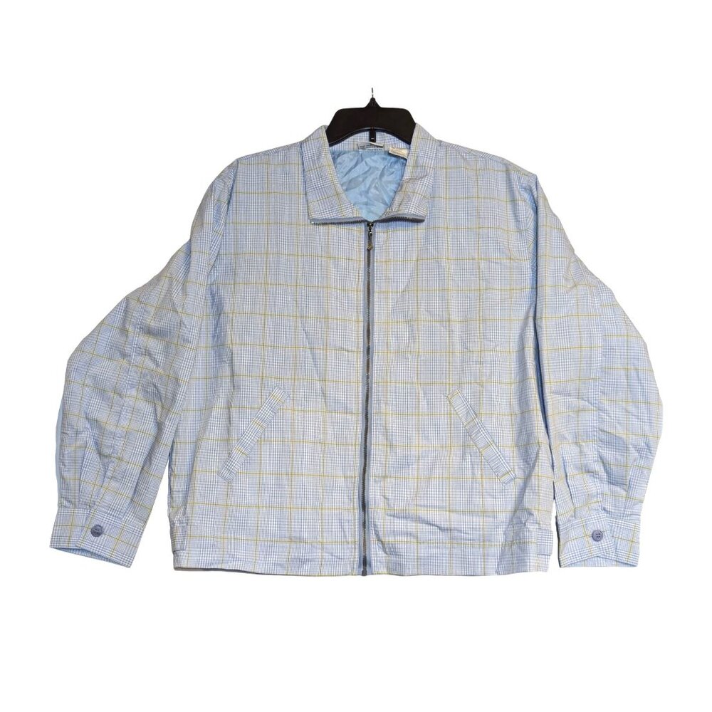 Vintage Line Up Golf Jacket XL Blue Plaid Zip-Up Golf Club Zipper Pull